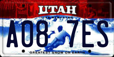 UT license plate A087ES
