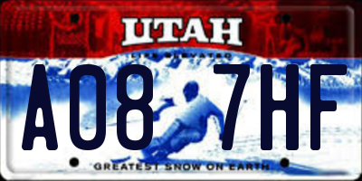 UT license plate A087HF