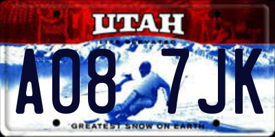 UT license plate A087JK