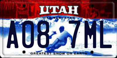 UT license plate A087ML