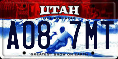 UT license plate A087MT