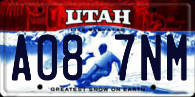 UT license plate A087NM