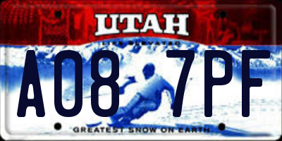 UT license plate A087PF