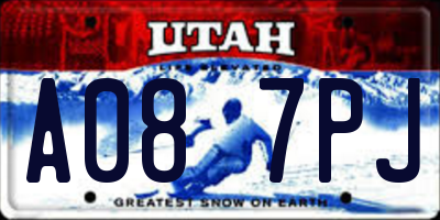 UT license plate A087PJ