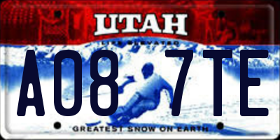 UT license plate A087TE