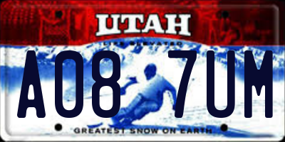 UT license plate A087UM