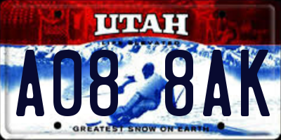UT license plate A088AK