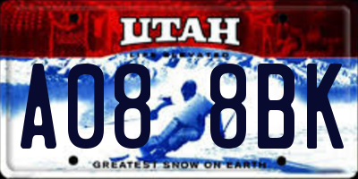 UT license plate A088BK
