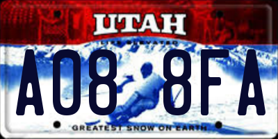 UT license plate A088FA