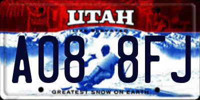 UT license plate A088FJ