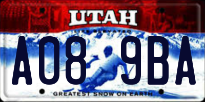 UT license plate A089BA