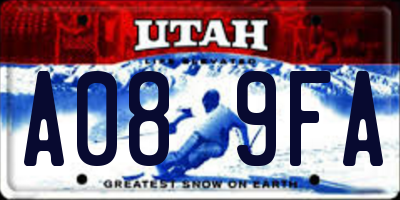 UT license plate A089FA