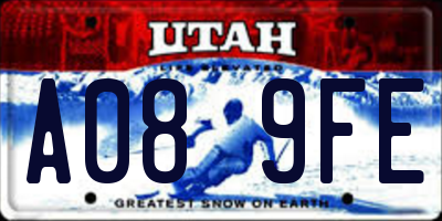UT license plate A089FE