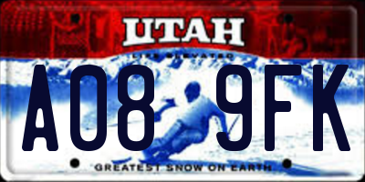 UT license plate A089FK