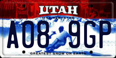 UT license plate A089GP