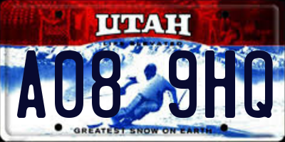 UT license plate A089HQ