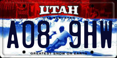 UT license plate A089HW
