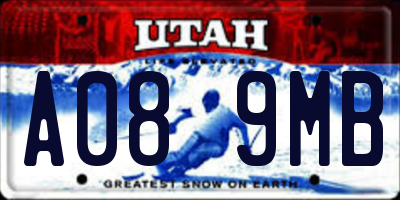 UT license plate A089MB