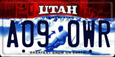 UT license plate A090WR