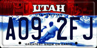 UT license plate A092FJ