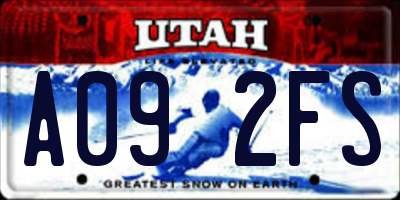 UT license plate A092FS