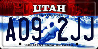 UT license plate A092JJ