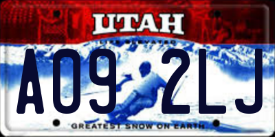 UT license plate A092LJ