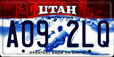UT license plate A092LQ