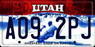 UT license plate A092PJ