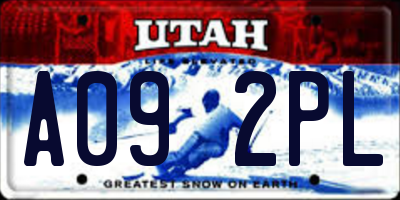 UT license plate A092PL