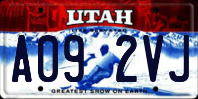 UT license plate A092VJ