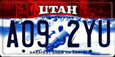 UT license plate A092YU