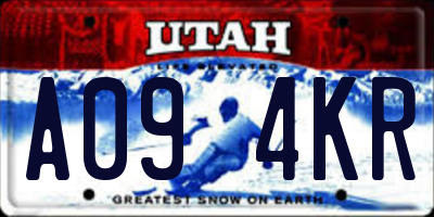 UT license plate A094KR