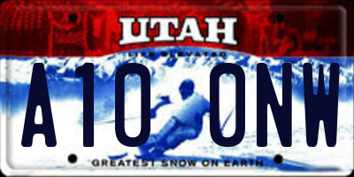UT license plate A100NW