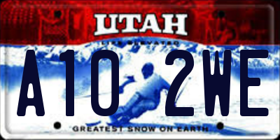 UT license plate A102WE