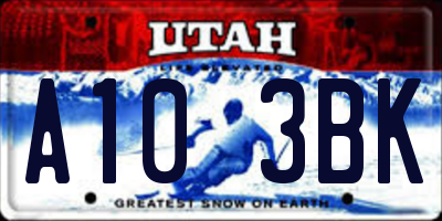 UT license plate A103BK