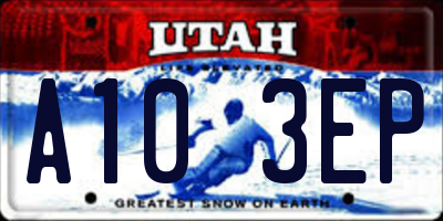 UT license plate A103EP