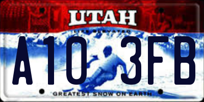UT license plate A103FB