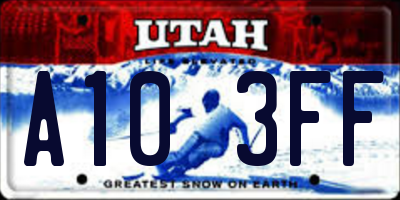 UT license plate A103FF