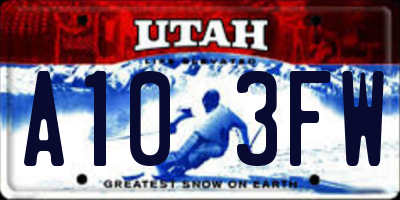 UT license plate A103FW