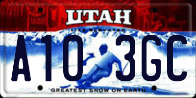 UT license plate A103GC