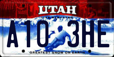 UT license plate A103HE