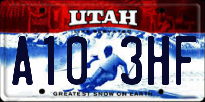 UT license plate A103HF