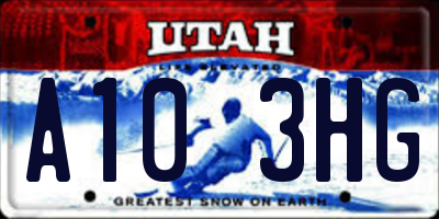 UT license plate A103HG