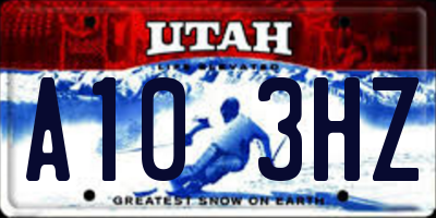 UT license plate A103HZ