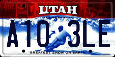UT license plate A103LE