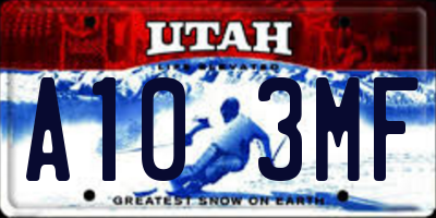 UT license plate A103MF