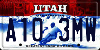 UT license plate A103MW