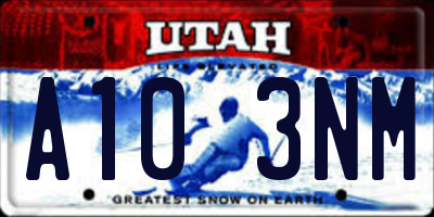 UT license plate A103NM