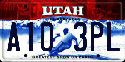 UT license plate A103PL